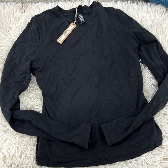 NWT SKIMS Cotton Jersey Ling Sleeved T-shirt - Soot - Picture 2 of 5